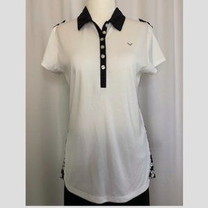 Callaway Golf Polo Performance Top Geometric White Black Women’s Size Medium